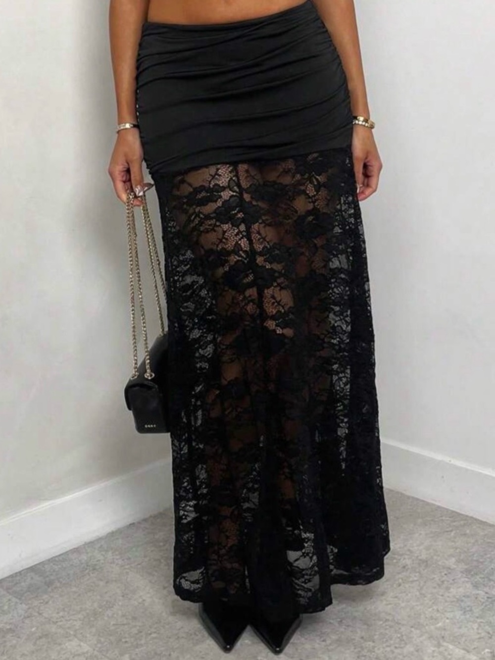 SHEIN black skirt with lace